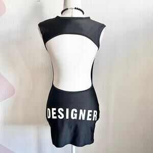 Black Open Back Mini Dress, Y2K‎ Baddie, Streetwear, Hypebae, Clubwear, Small